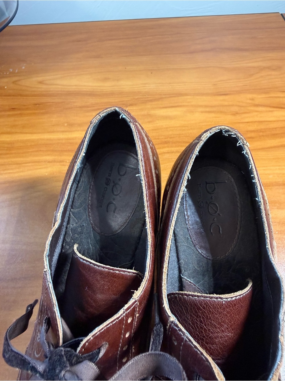 B.O.C. Zandi Brouge Brown Oxford Pump Heel Lace Up Chunky Academia Leather W9 - Picture 7 of 9